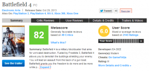 Battlefield 4 pour PC Avis - Metacritic