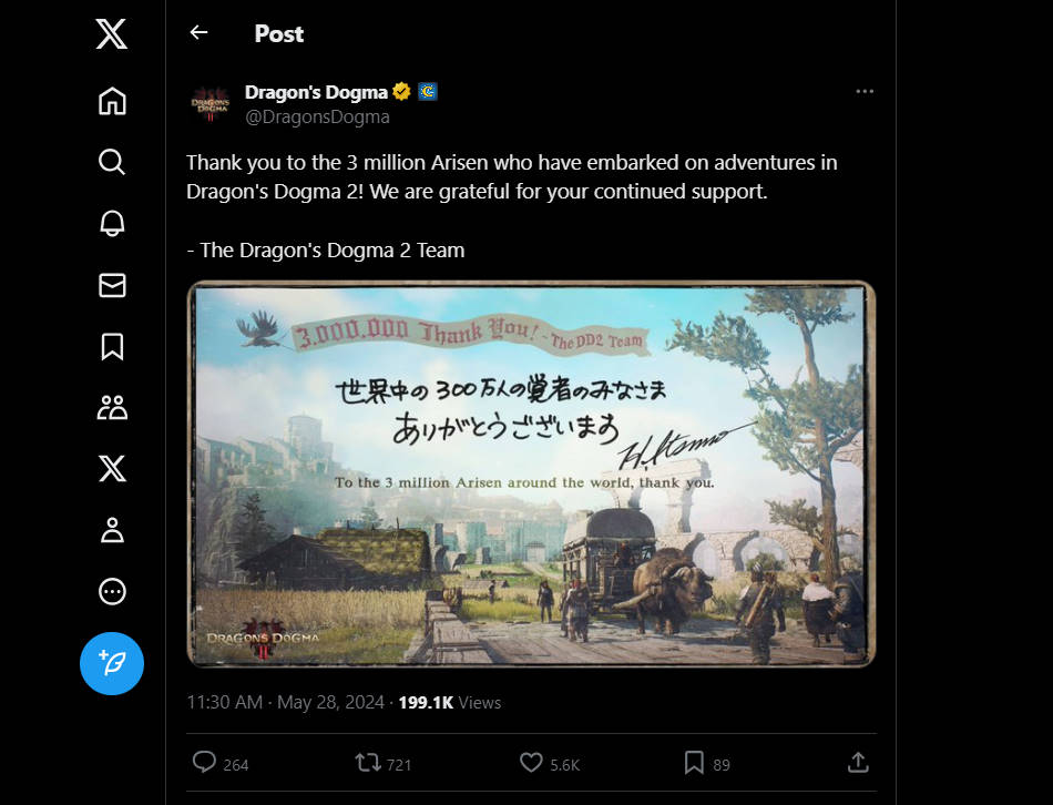 Capcom annonce et remercie sur Twitter pour les 3 millions de copies de DD2