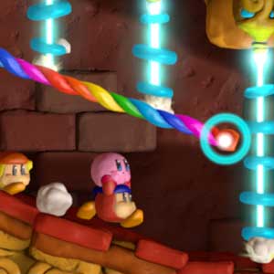 Kirby and the Rainbow Paintbrush Nintendo Wii U se déplaçant le long