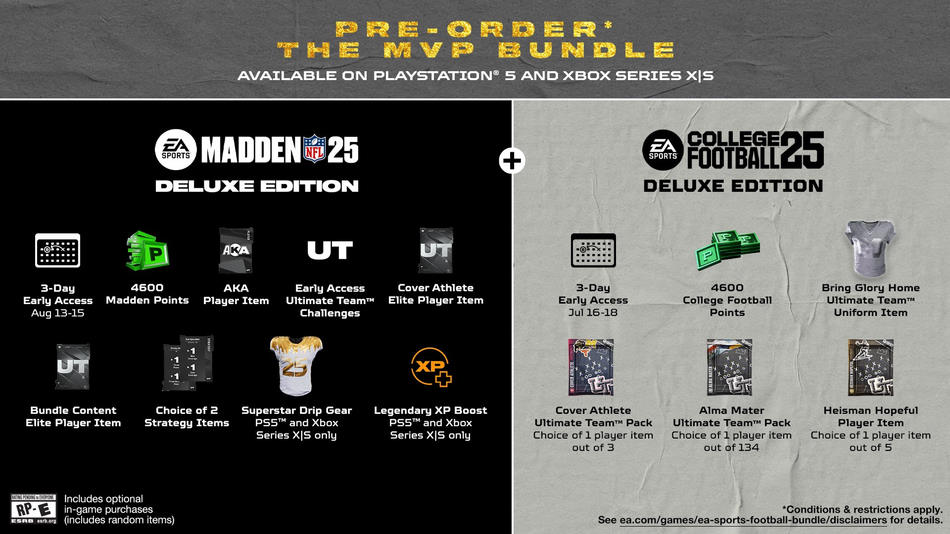 Madden NFL 25 MVP Bundle avec College Football 25